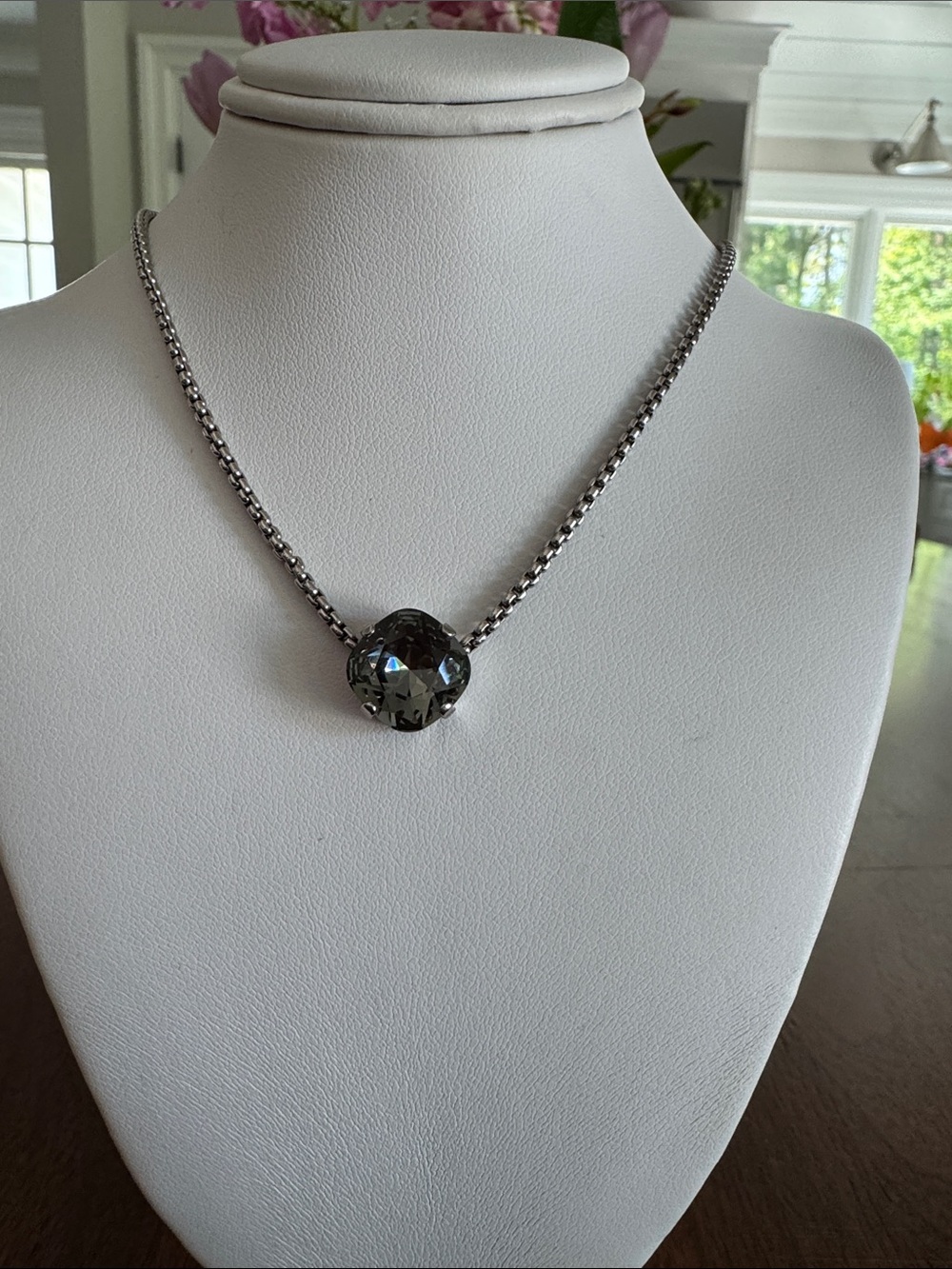 Sabika Hematite-Tone Crystal Pendant Necklace